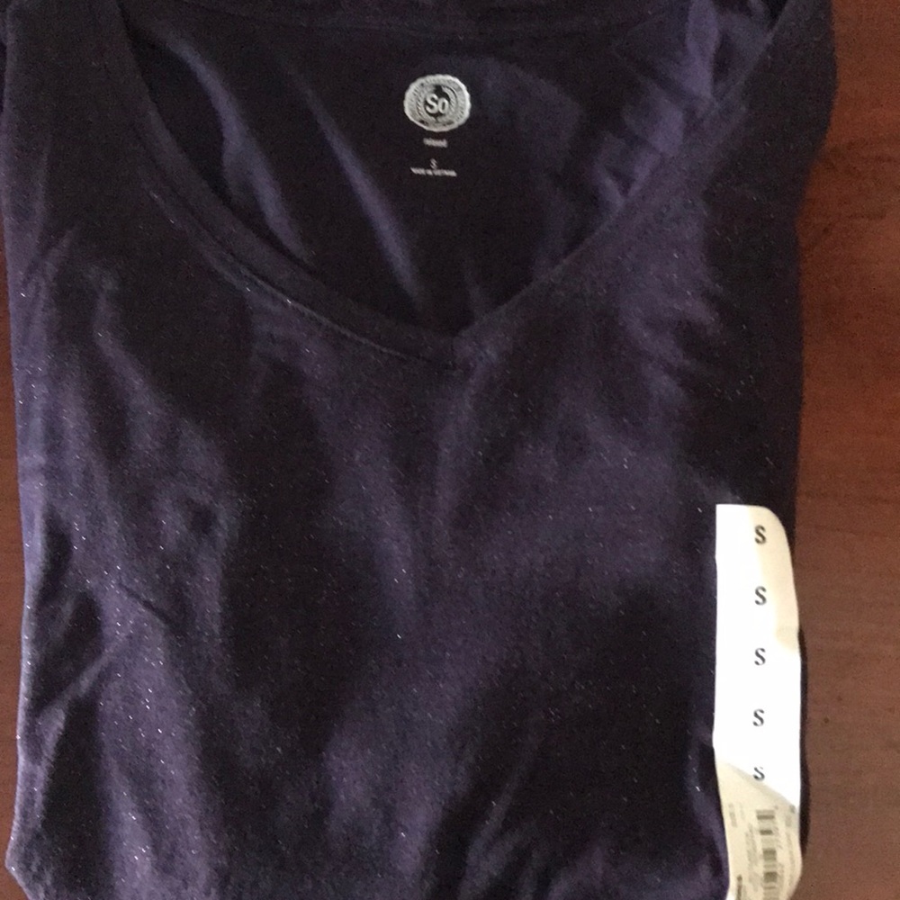 Dark purple with sparkle long sleeve V neck